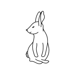 White and black Rabbit. Coloring book. silhouette