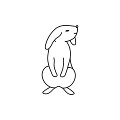 White and black Rabbit. Coloring book. silhouette
