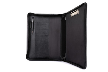 black folder for documents on a white background