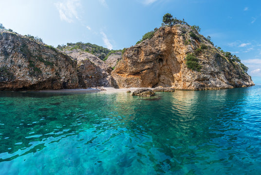 Wonderful beach coast line of The island Cres, Croatia. Adriatic sea.
