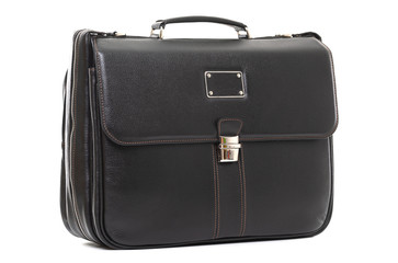 man s expensive elegant briefcase on a white background