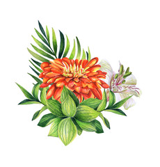 Wedding bouquet. Watercolor hand drawn