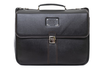 expensive elegant men's briefcase on a white background