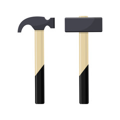 Cartoon pair of black hammers . Vector illustration