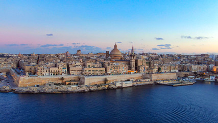 Obraz premium Aerial view over the city of Valletta - the capital city of Malta - aerial photography