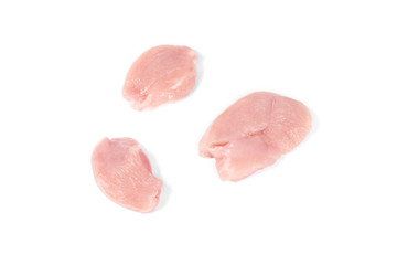 slices of chicken meat isolated on white background