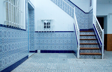 Typical decoration of the walls, floor and and staircases in the Spanish and Portuguese houses with...