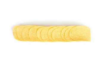 pile of potato chips isolated on white background