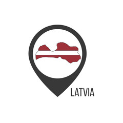 Map pointers with contry Latvia. Latvia flag. Stock vector illustration isolated on white background.