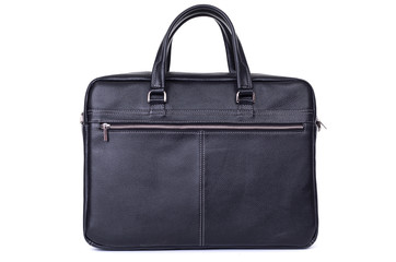stylish expensive leather briefcase on a white background