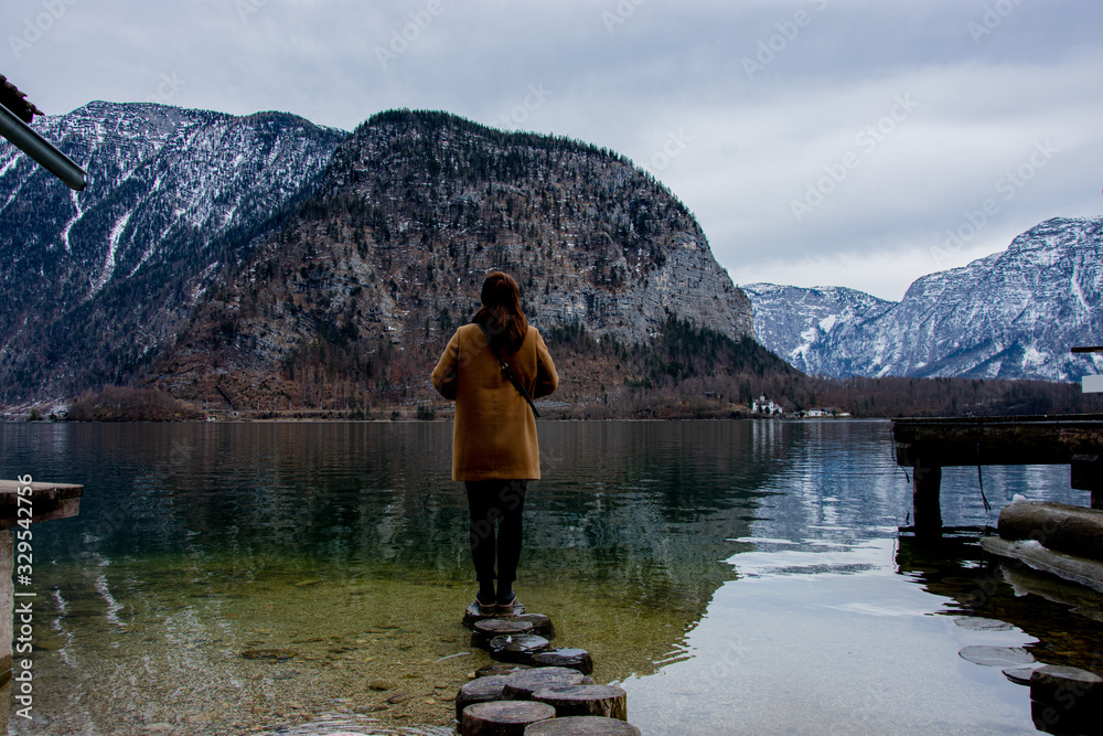 Poster Woman Standing in a Lake