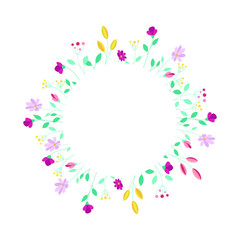 Floral round frame isolated on a white background