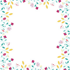Floral frame design elements on white background
