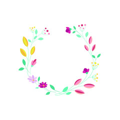 Floral round frame isolated on a white background