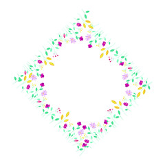 Floral round frame isolated on a white background