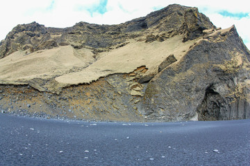 Basalt column formation in Iceland. Background