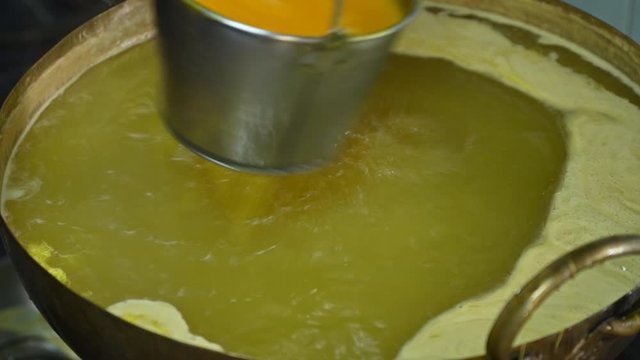 Made fios de ovos or foi tong dessert from Thailand. Foi Tong (Shredded Egg Yolk Tart), Thai dessert