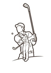 Fototapeta premium Golf players Golfer action cartoon sport graphic vector.