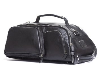 men s expensive leather bag on a white background