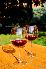 Two Glasses of Fresh Red Wine for Celebration