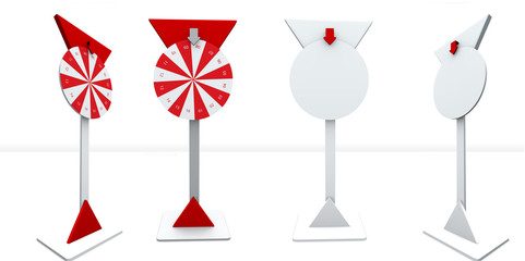 Roulette Blank show booth for designers. Spin Whell. 3D render whell empty. Promotional action.
