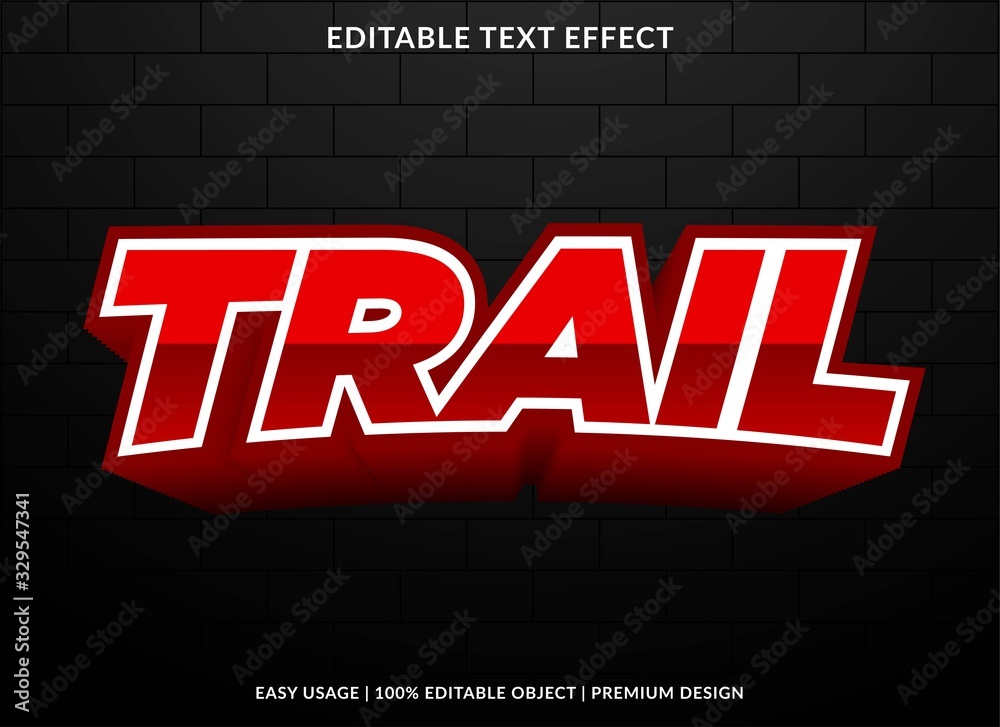 Fototapete trail text effect template with 3d style and bold font concept use for brand label and logotype stic