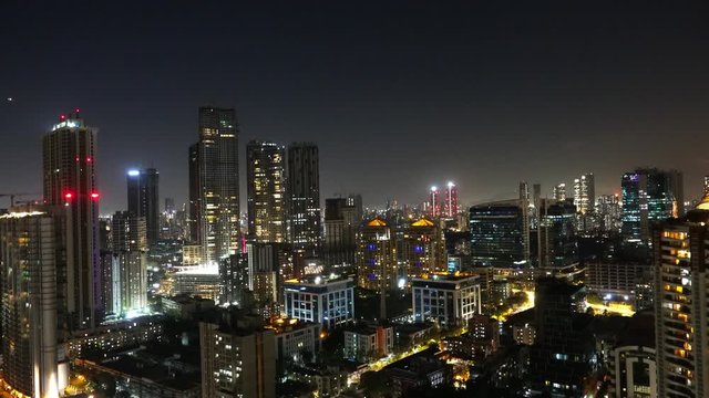 Mumbai Worli overlooking Lower Parel Skyline night in south mumbai