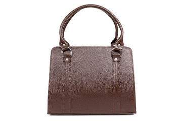 model of a brown leather bag on a white background