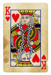 King of Hearts Vintage playing card isolated on white (clipping path included)