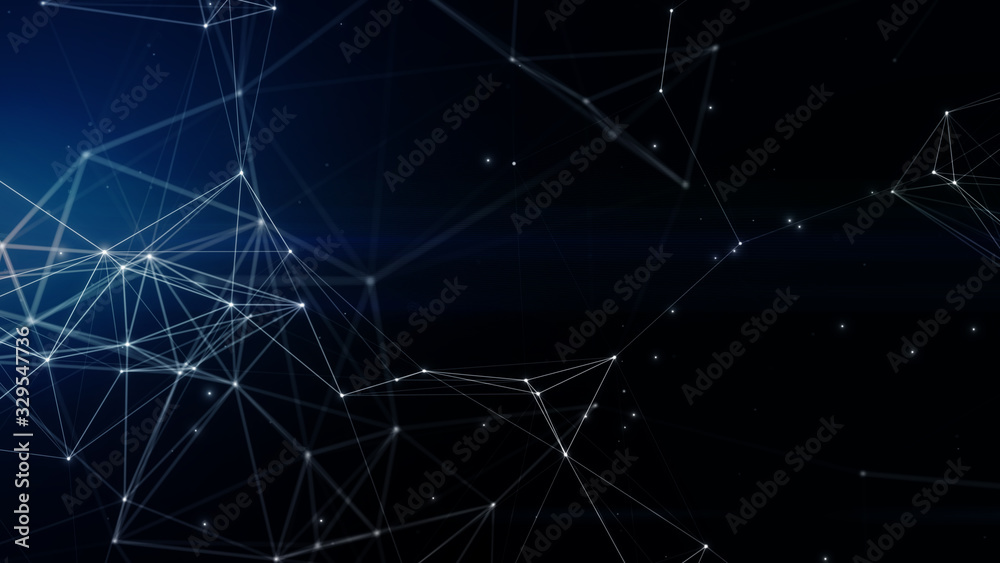 Wall mural abstract plexus illustration wallpaper background with copy space transformation dots line with futu