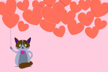 Cartoon design with cat and heart 
