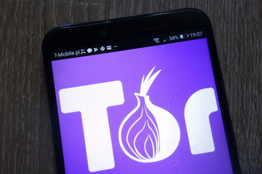 KONSKIE, POLAND - SEPTEMBER 01, 2018: Tor logo displayed on a modern smartphone