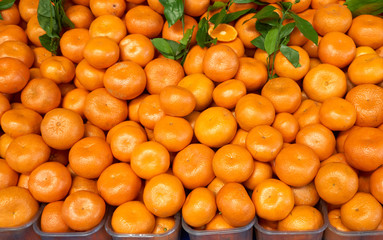 Orange tangerine in the local market