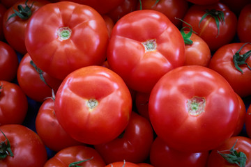 Fresh and organic tomatoes on the local market
