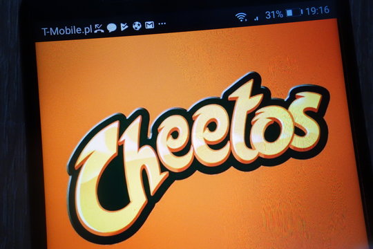 KONSKIE, POLAND - SEPTEMBER 01, 2018: Cheetos logo displayed on a modern smartphone