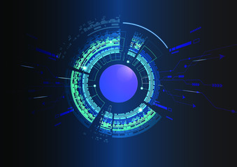 Abstract technology background Hi-tech ,Blue and black background ,Vector Illustration.