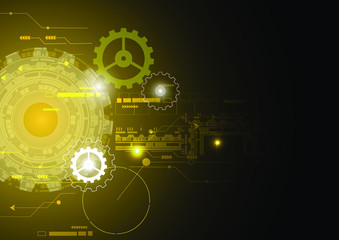 Abstract technology background Hi-tech ,Gold and black background ,Vector Illustration.