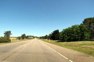 Fototapeta premium Highway 2 to Montevideo, in the department of Colonia del Sacramento