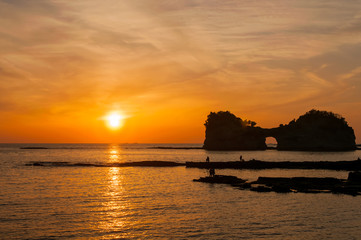 円月島の夕陽