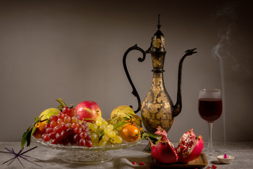 autumn still life with fruits and berries