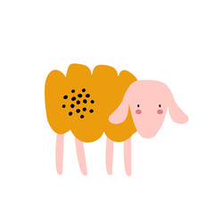 Cute cartoon animal vector illustration. Abstract icon for baby posters, art prints, fashion apparel or stickers.