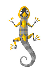 Vector cartoon mechanical robotic lizard. Toy androids with artificial intelligence, pet for games. Creature produced by people. Futuristic artificial pet friend technology