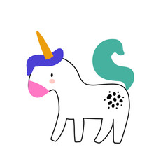 Cute cartoon animal vector illustration. Abstract icon for baby posters, art prints, fashion apparel or stickers.
