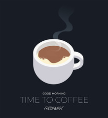 Cup of coffee. Top view. Vector.