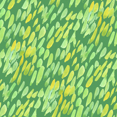 Naklejka na ściany i meble Abstract green watercolor spots seamless pattern