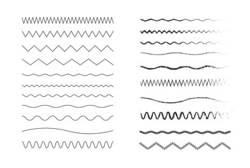 Obraz premium Wavy lines. Set of ink strokes. Vector illustration.