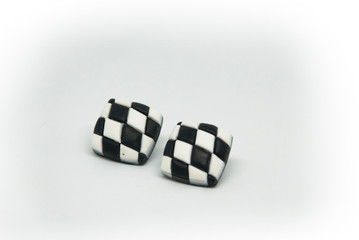 Fashion black and white studs. Minimalist geometric earrings.