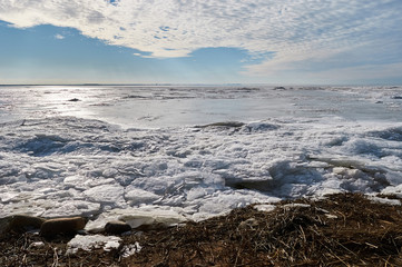 Gulf of Finland in spring, ice is melting