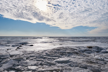 Gulf of Finland in spring, ice is melting
