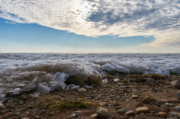 Gulf of Finland in spring, ice is melting